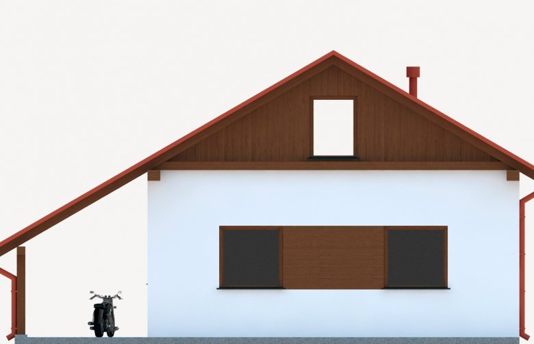 Projekt domu energooszczędnego G298 - Budynek garażowy z wiatą - elewacja 3