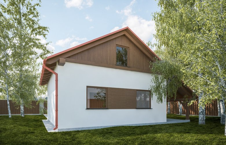 Projekt domu energooszczędnego G298 - Budynek garażowy z wiatą