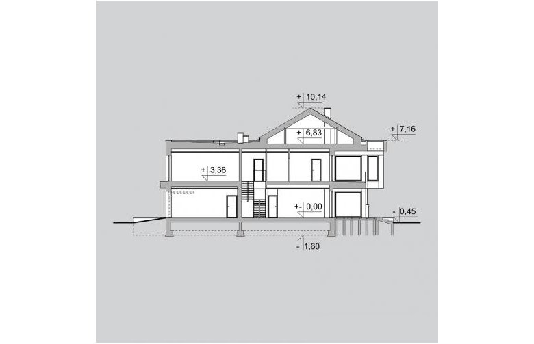 Projekt domu z poddaszem LK&1206 - przekrój 1