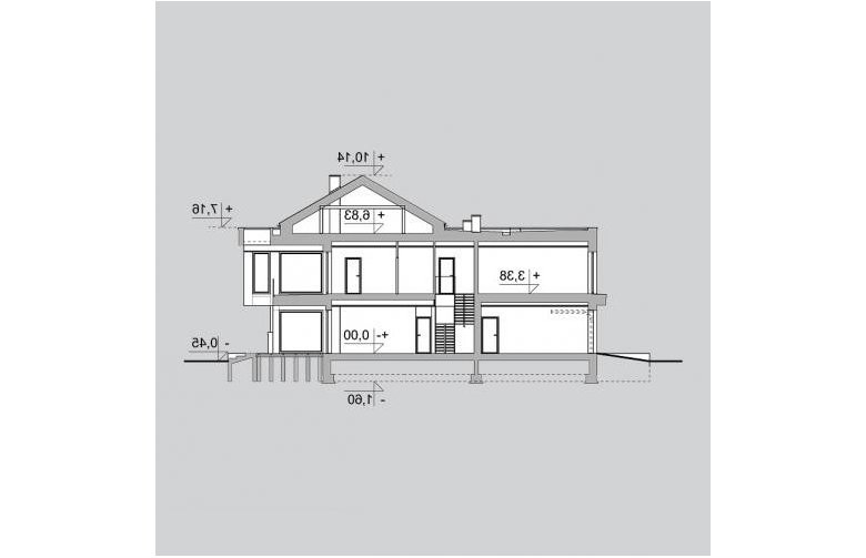 Projekt domu z poddaszem LK&1206 - przekrój 1