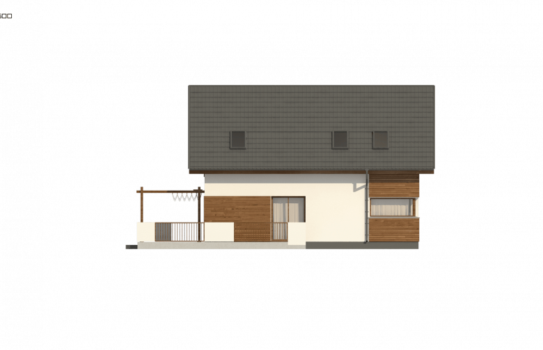 Projekt domu z poddaszem Z350 - elewacja 2