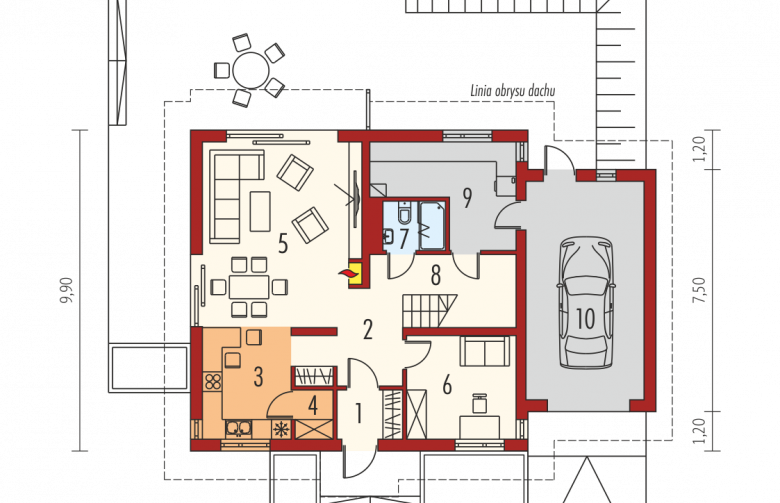 Projekt domu jednorodzinnego E5 G1 ECONOMIC (wersja C) - parter