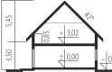 Projekt domu jednorodzinnego E5 G1 ECONOMIC (wersja C) - przekrój 1
