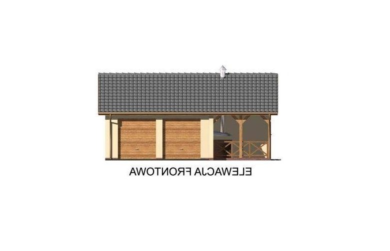 Projekt budynku gospodarczego G42 garaż dwustanowiskowy z pomieszczeniem gospodarczym i altaną ogrodową z grilem - elewacja 1