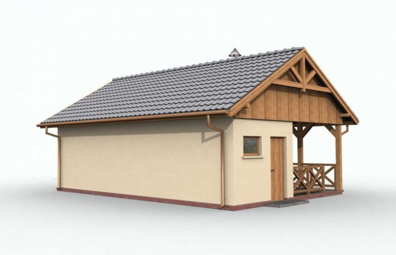 Projekt budynku gospodarczego G42 garaż dwustanowiskowy z pomieszczeniem gospodarczym i altaną ogrodową z grilem