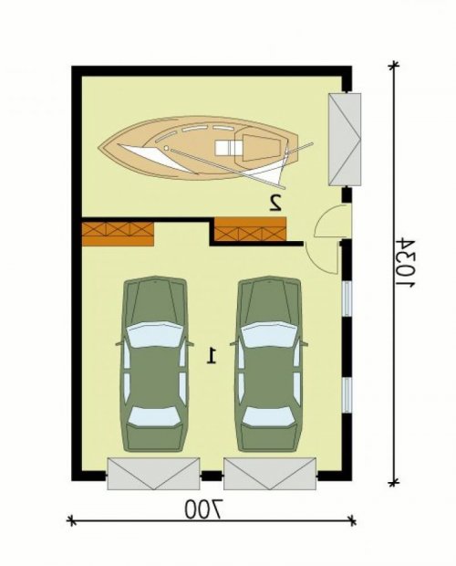 PRZYZIEMIE G132 garaź dwustanowiskowy z pomieszczeniem gospodarczym - wersja lustrzana