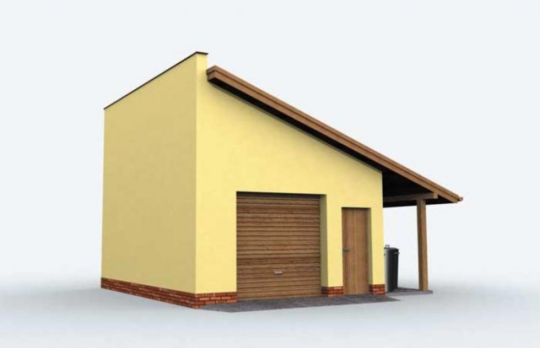 Projekt budynku gospodarczego G159 garaż jednostanowiskowy z pomieszczeniem gospodarczym