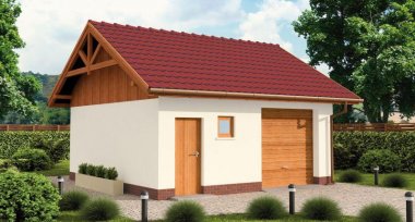 Projekt domu G73 szkielet drewniany garaż jednostanowiskowy z pomieszczeniem gospodarczym