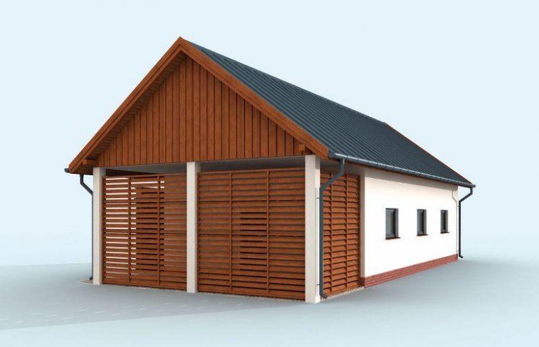 Projekt budynku gospodarczego G323 garaż jednostanowiskowy z wiatą