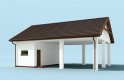 Projekt garażu G211 wiata garażowa, szkielet drewniany - wizualizacja 1