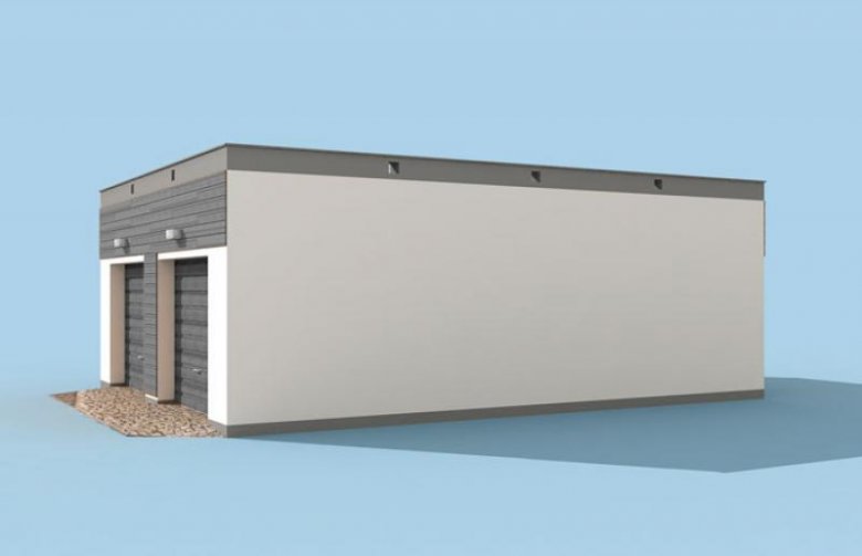 Projekt garażu G1a2 szkielet drewniany, garaż dwustanowiskowy z pomieszczeniem gospodarczym