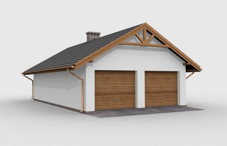 Projekt budynku gospodarczego G1m szkielet drewniany, garaż dwustanowiskowy z pomieszczeniem gospodarczym
