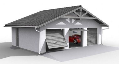Projekt domu G5 szkielet drewniany, garaż trzystanowiskowy