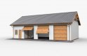 Projekt budynku gospodarczego G38 szkielet drewniany, garaż trzystanowiskowy z pomieszczeniami gospodarczymi - wizualizacja 3