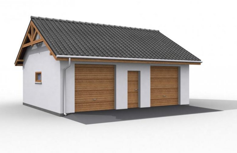 Projekt budynku gospodarczego G11 szkielet drewniany, garaż dwustanowiskowy