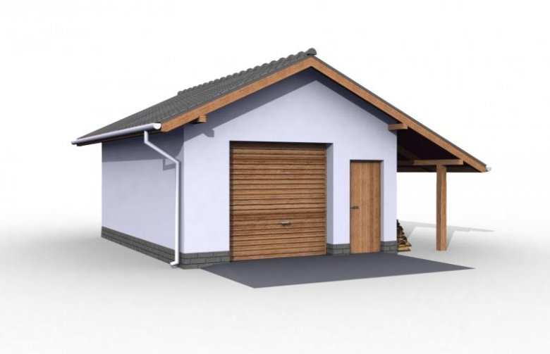 Projekt garażu G21 szkielet drewniany, garaż jednostanowiskowy
