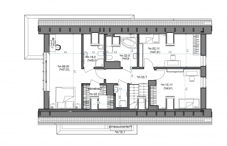 Projekt domu z poddaszem Domidea 57 - piętro