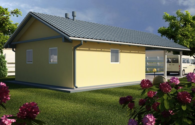 Projekt domu energooszczędnego G30 - Budynek garażowy z wiatą