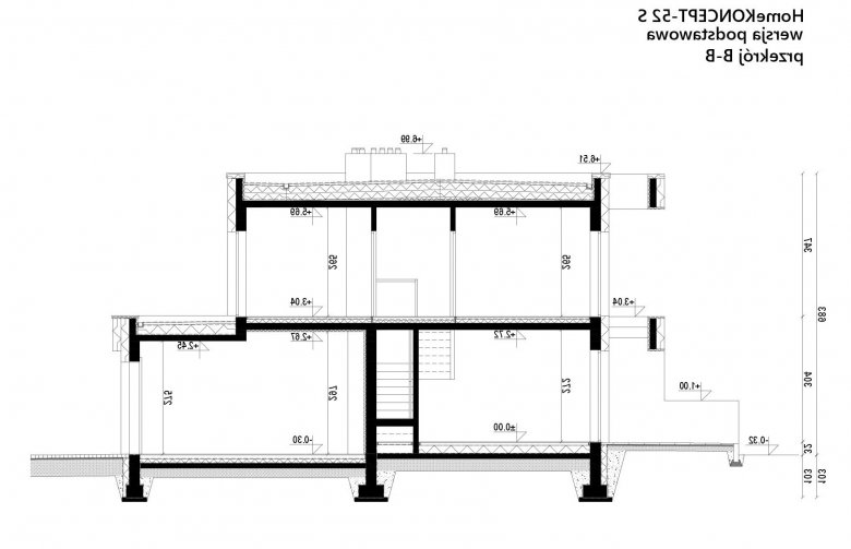 Projekt domu szeregowego HomeKoncept-52 S - przekrój 1