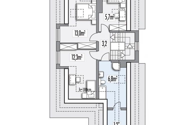 Projekt domu jednorodzinnego POZIOMKA b (z pojedynczym garażem) - 
