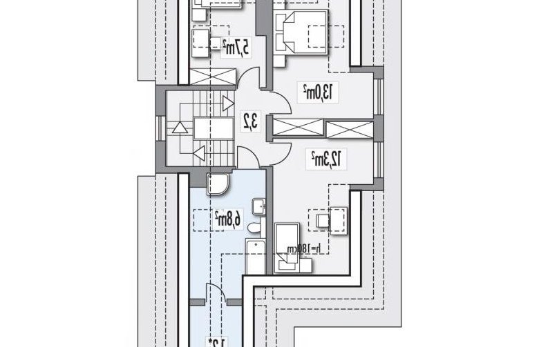 Projekt domu jednorodzinnego POZIOMKA b (z pojedynczym garażem) - 