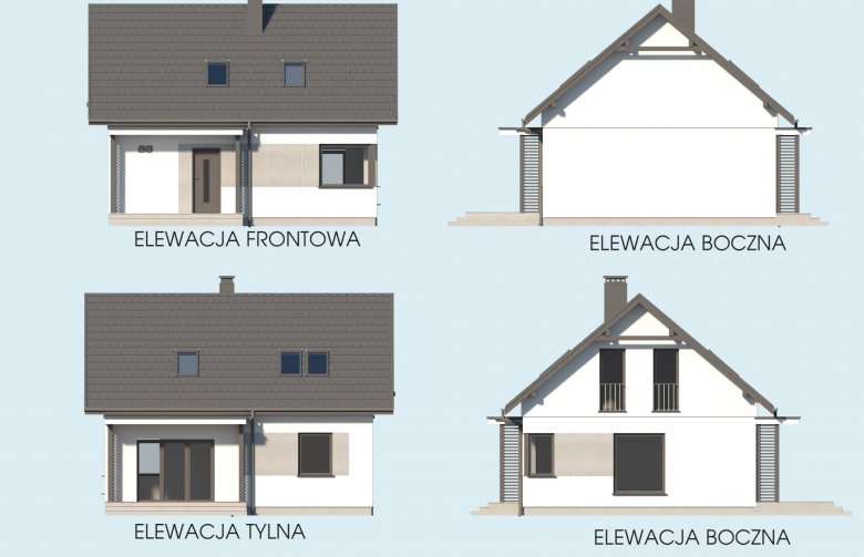 Projekt domu jednorodzinnego SEVILLA 3 - elewacja 1