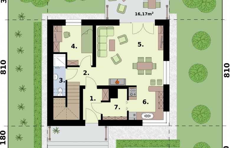 Projekt domu jednorodzinnego SEVILLA 3 - rzut przyziemia