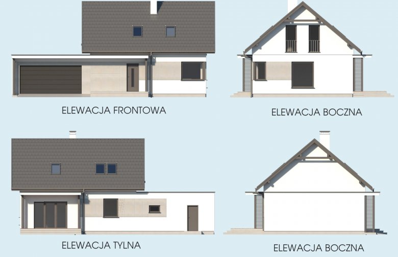 Projekt domu jednorodzinnego SEVILLA 3B - elewacja 1