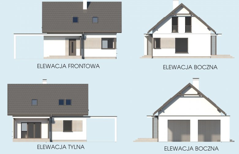 Projekt domu jednorodzinnego SEVILLA 3C - elewacja 1
