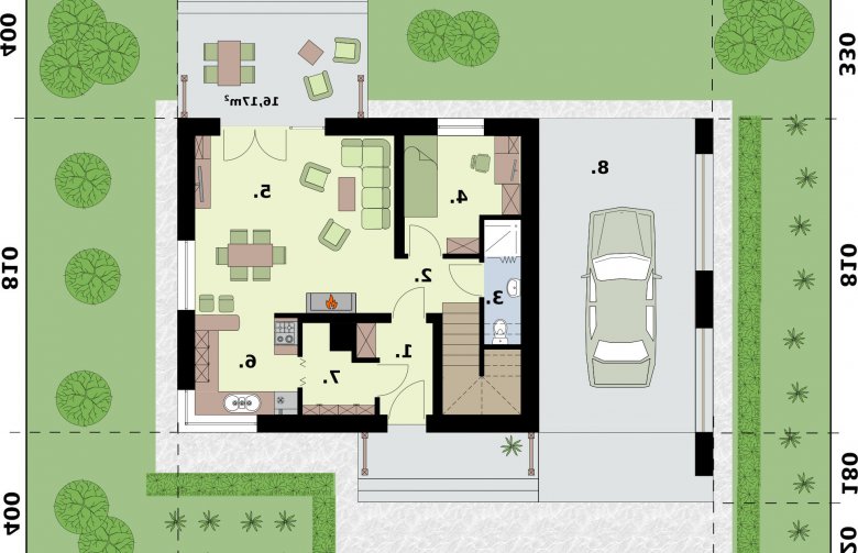 Projekt domu jednorodzinnego SEVILLA 3C - rzut przyziemia