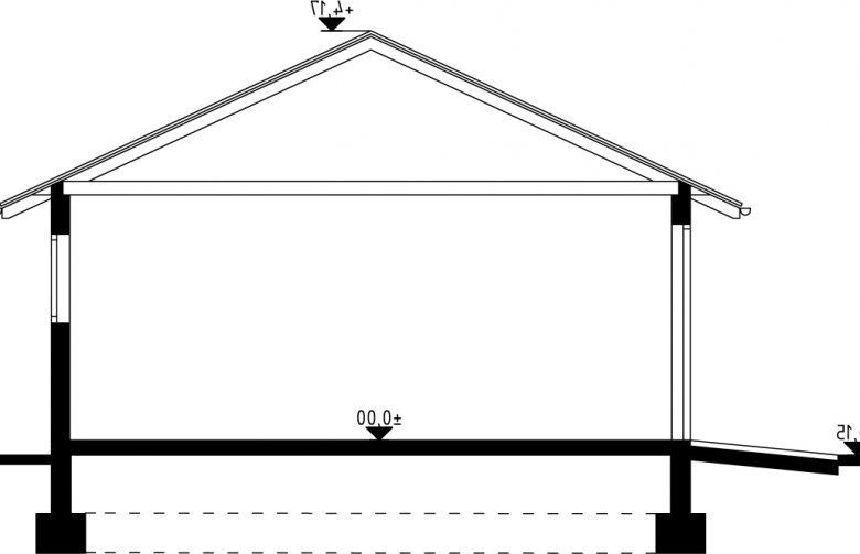 Projekt domu energooszczędnego G32 - Budynek garażowy - przekrój 1