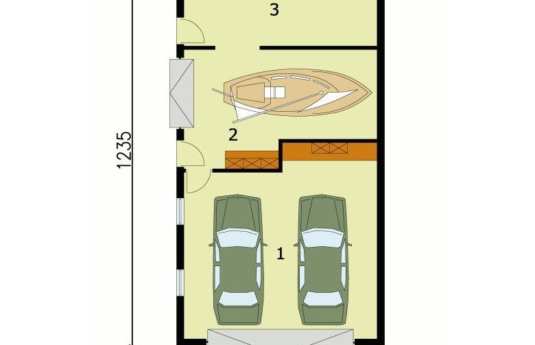 Projekt garażu G128 garaż trzystanowiskowy - przyziemie
