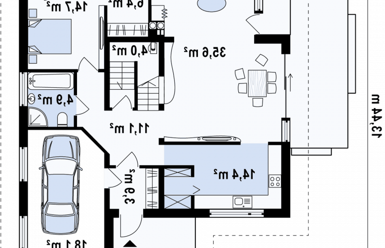 Projekt domu jednorodzinnego Z143 - rzut parteru