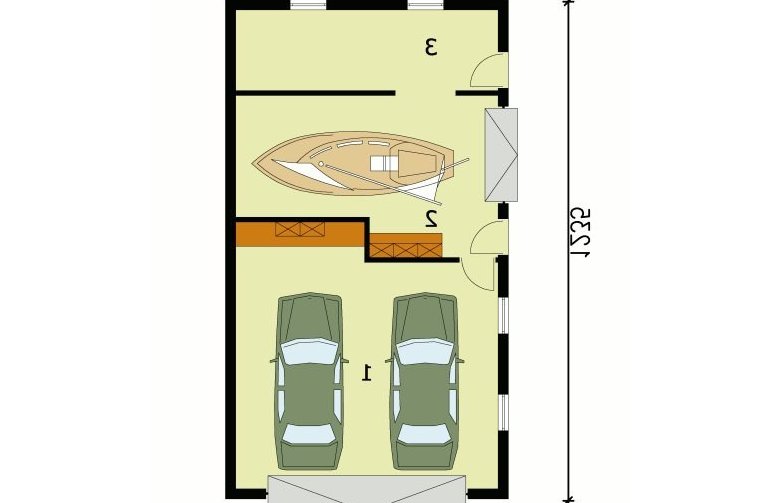 Projekt garażu G126 garaż trzystanowiskowy z pomieszczeniem gospodarczym - przyziemie