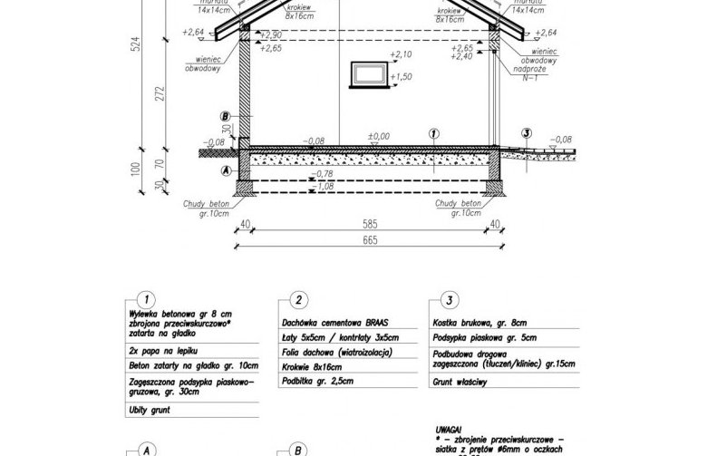 Projekt garażu G87 bliźniak (jeden segment), projekty garaży - przekrój 1