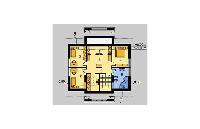Projekt domu piętrowego LK&73 - poddasze