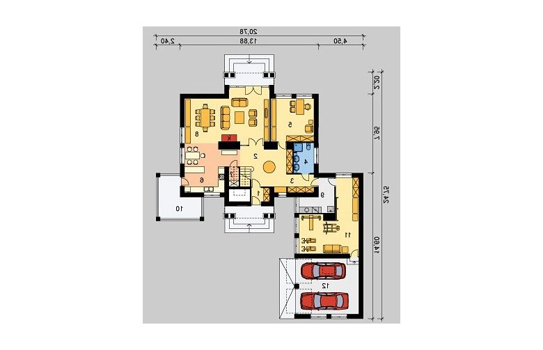 Projekt domu piętrowego LK&105 - parter