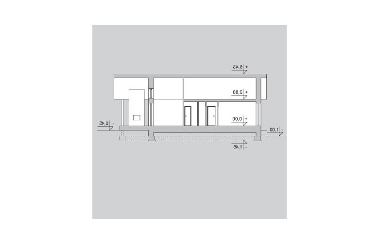 Projekt domu dwurodzinnego LK&930 - przekrój 1
