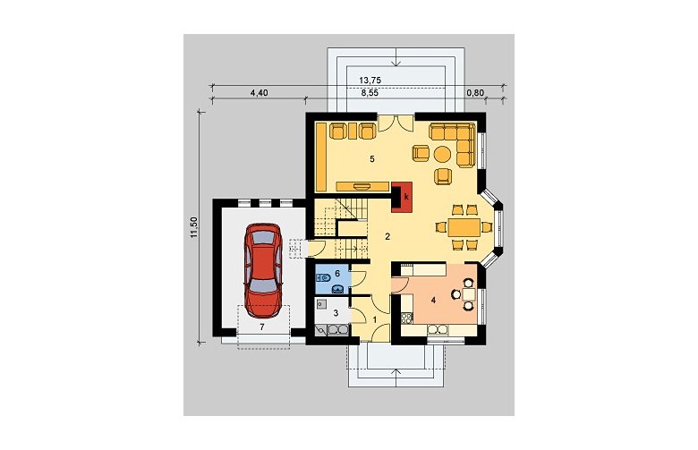 Projekt domu jednorodzinnego LK&182 - parter
