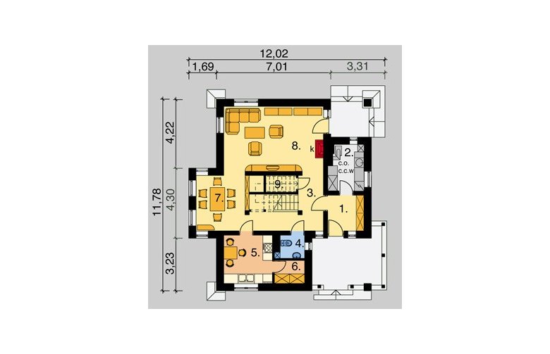 Projekt domu jednorodzinnego LK&194 - parter