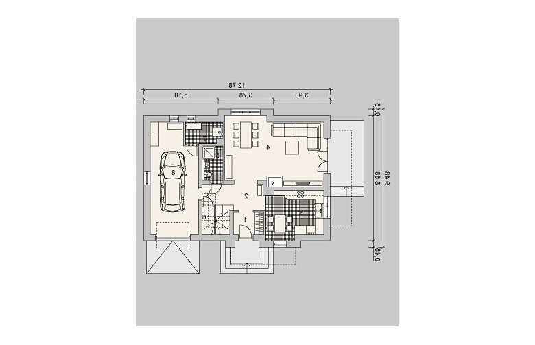 Projekt domu jednorodzinnego LK&948 - parter