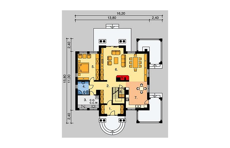 Projekt domu piętrowego LK&456 - parter
