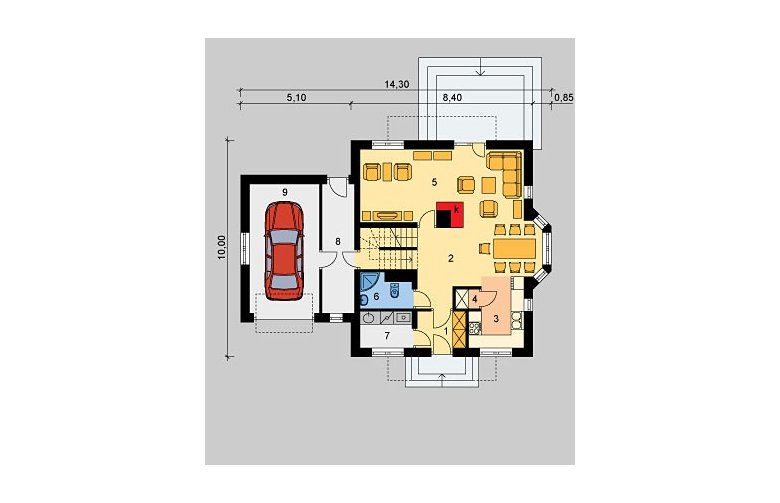 Projekt domu jednorodzinnego LK&488 - parter