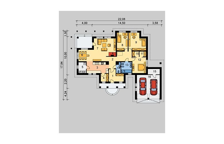 Projekt domu piętrowego LK&207 - parter