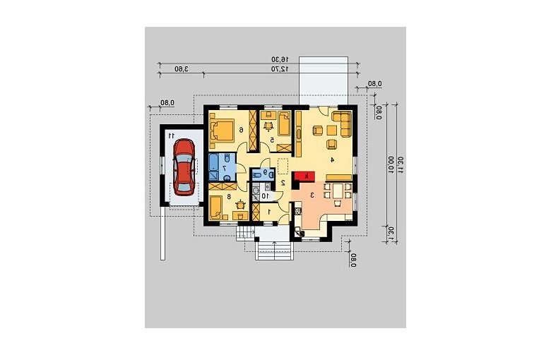 Projekt domu dwurodzinnego LK&423 - parter