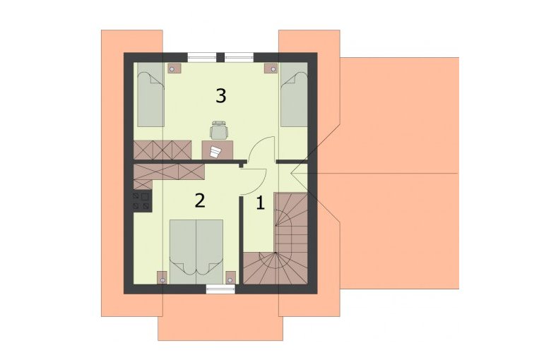 Projekt domu letniskowego OKLAHOMA 2 dom letniskowy z poddaszem - rzut poddasza