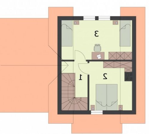 RZUT PODDASZA OKLAHOMA 2 dom letniskowy z poddaszem - wersja lustrzana