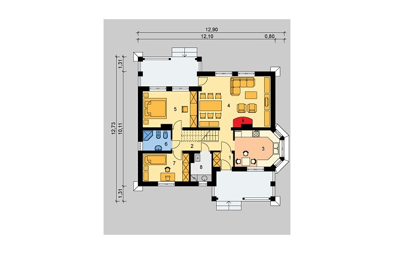 Projekt domu dwurodzinnego LK&445 - parter