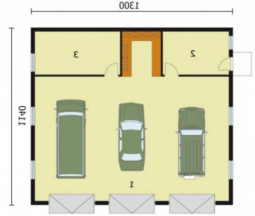 PRZYZIEMIE G164 garaż trzystanowiskowy z pomieszczeniami gospodarczymi - wersja lustrzana