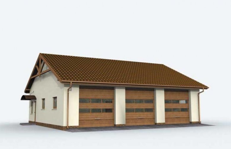 Projekt budynku gospodarczego G164 garaż trzystanowiskowy z pomieszczeniami gospodarczymi